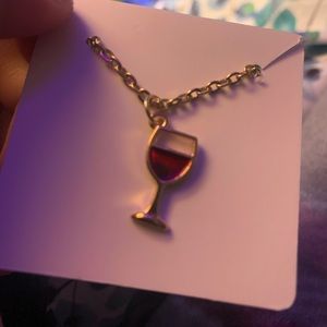 Handmade wine necklace gold metal